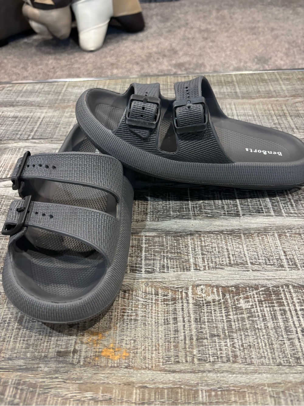 Men's Gray Dual-Strap Pillow Slide Sandals - Picture 3 of 5